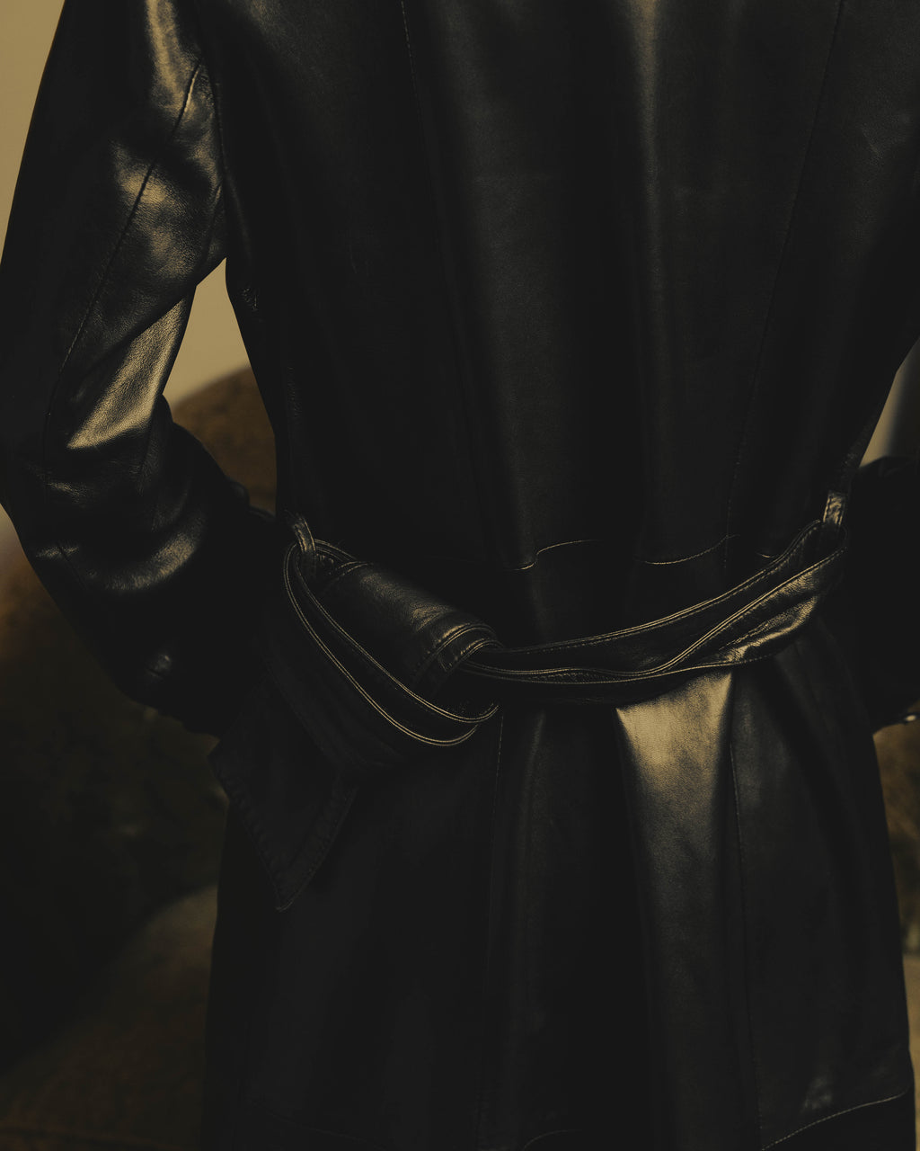 -SPECIAL- "BOTTEGA VENETA" 80's-00's Belted leather coat