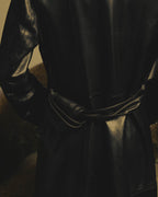 -SPECIAL- "BOTTEGA VENETA" 80's-00's Belted leather coat