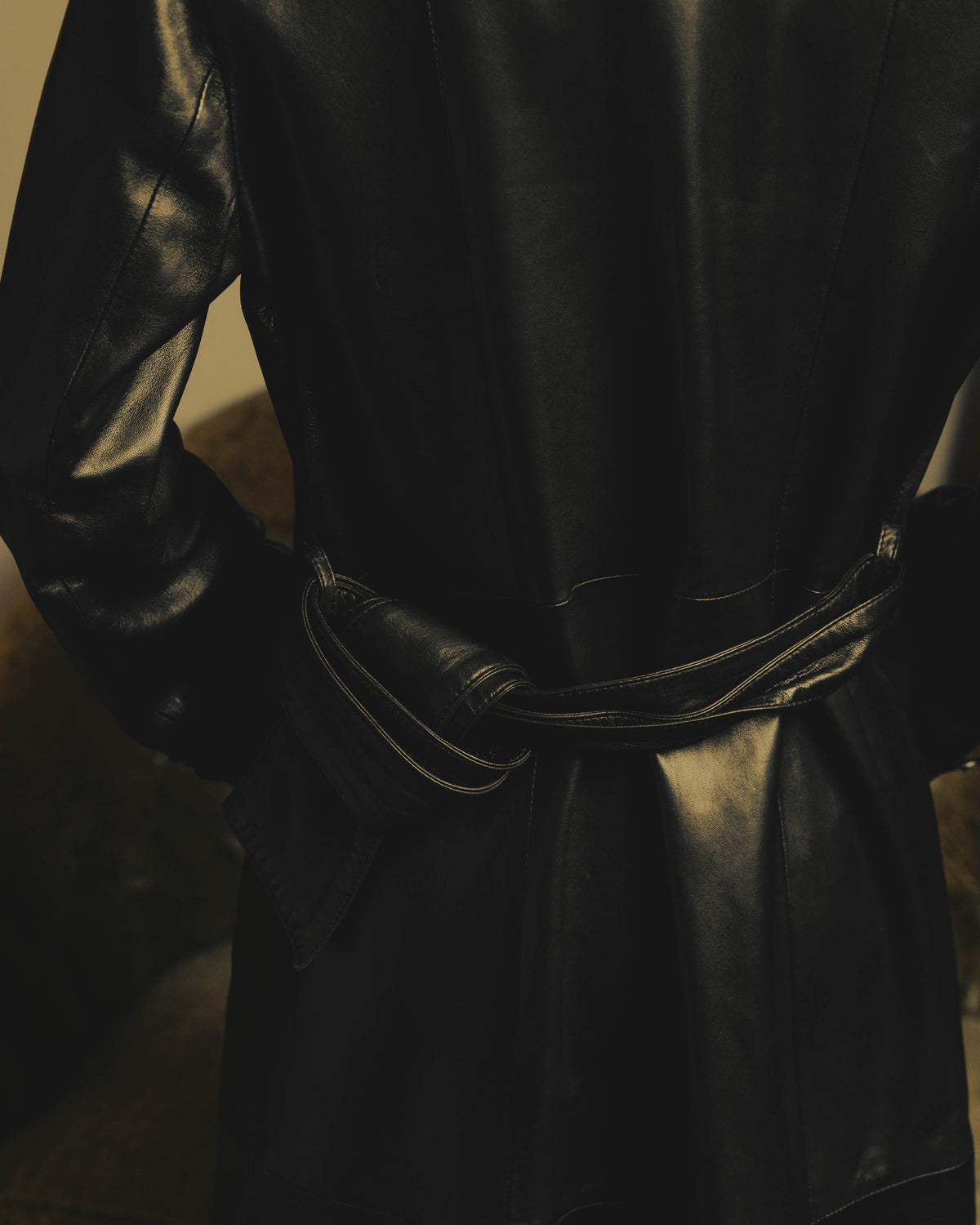 -SPECIAL- "BOTTEGA VENETA" 80's-00's Belted leather coat