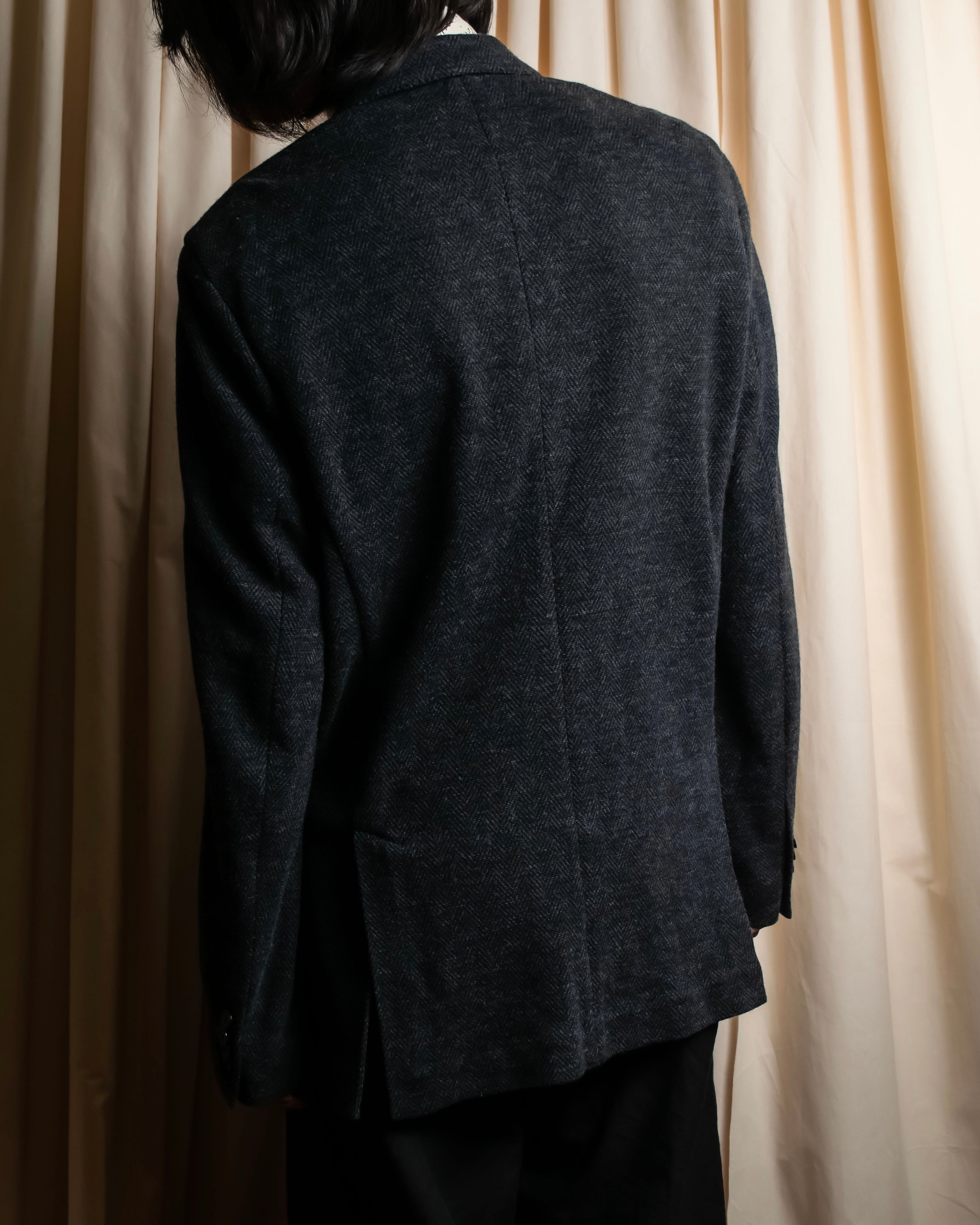 "POLO Ralph Lauren" Herringbone weave charcoal gray tailored jacket
