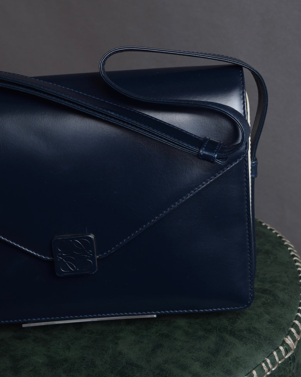 "LOEWE" Anagram logo engraved bicolor leather square bag