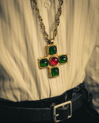 –SPECIAL– "CHANEL" 80's Gripoix Byzantine cross pendant necklace