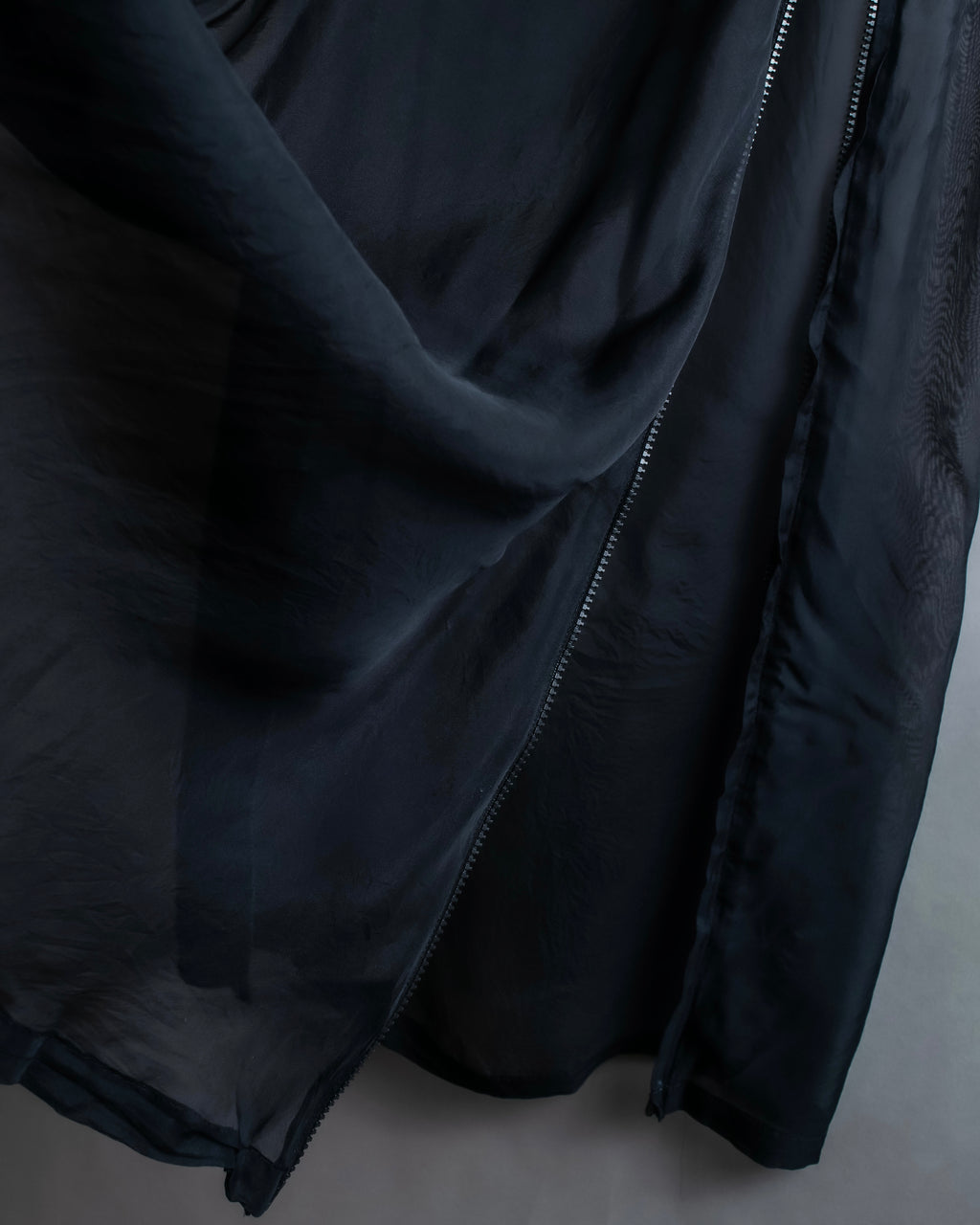 "YOHJI YAMAMOTO" 1996SS Double zipper design sheer rayon flare skirt