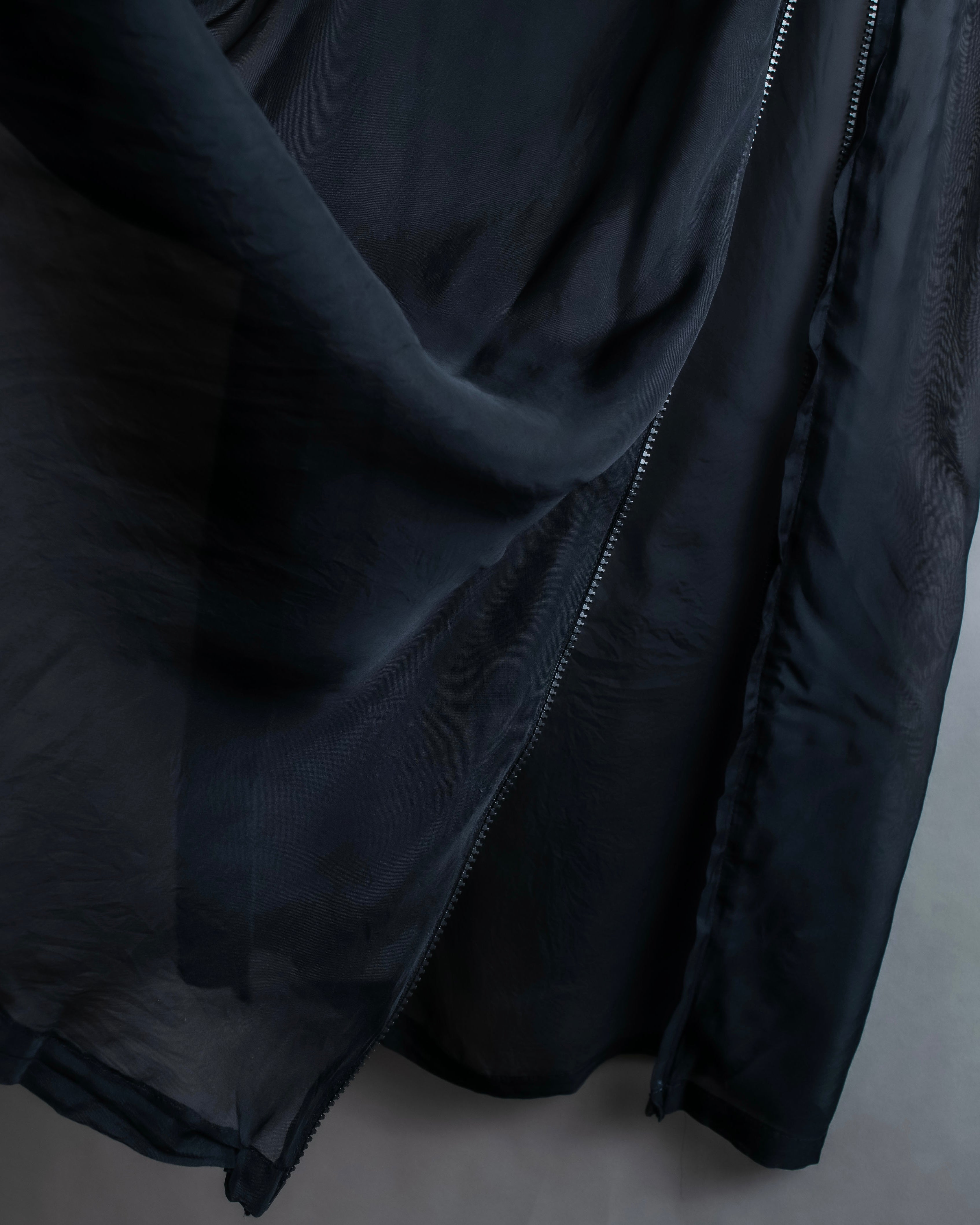 "YOHJI YAMAMOTO" 1996SS Double zipper design sheer rayon flare skirt