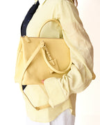 JIL SANDER/ Minimal Designed 2 Way Boston Bag Pastel Yellow