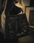 –SPECIAL– “GUCCI” 90’s-00’s Bamboo handle drawstring leather tote bag