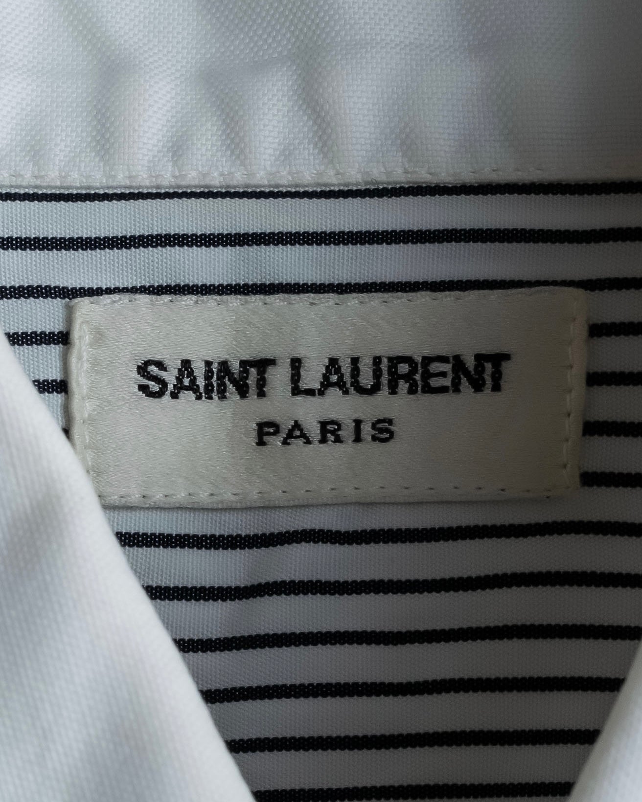 "YVES SAINT LAURENT" Fine pitch stripe pattern clerical design shirt