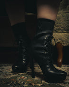 –SPECIAL– "Miu Miu" 00's–10's Sculptural platform lace up ankle boots