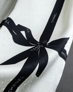 "CHANEL" Logo engraved ribbon motif design large scarf