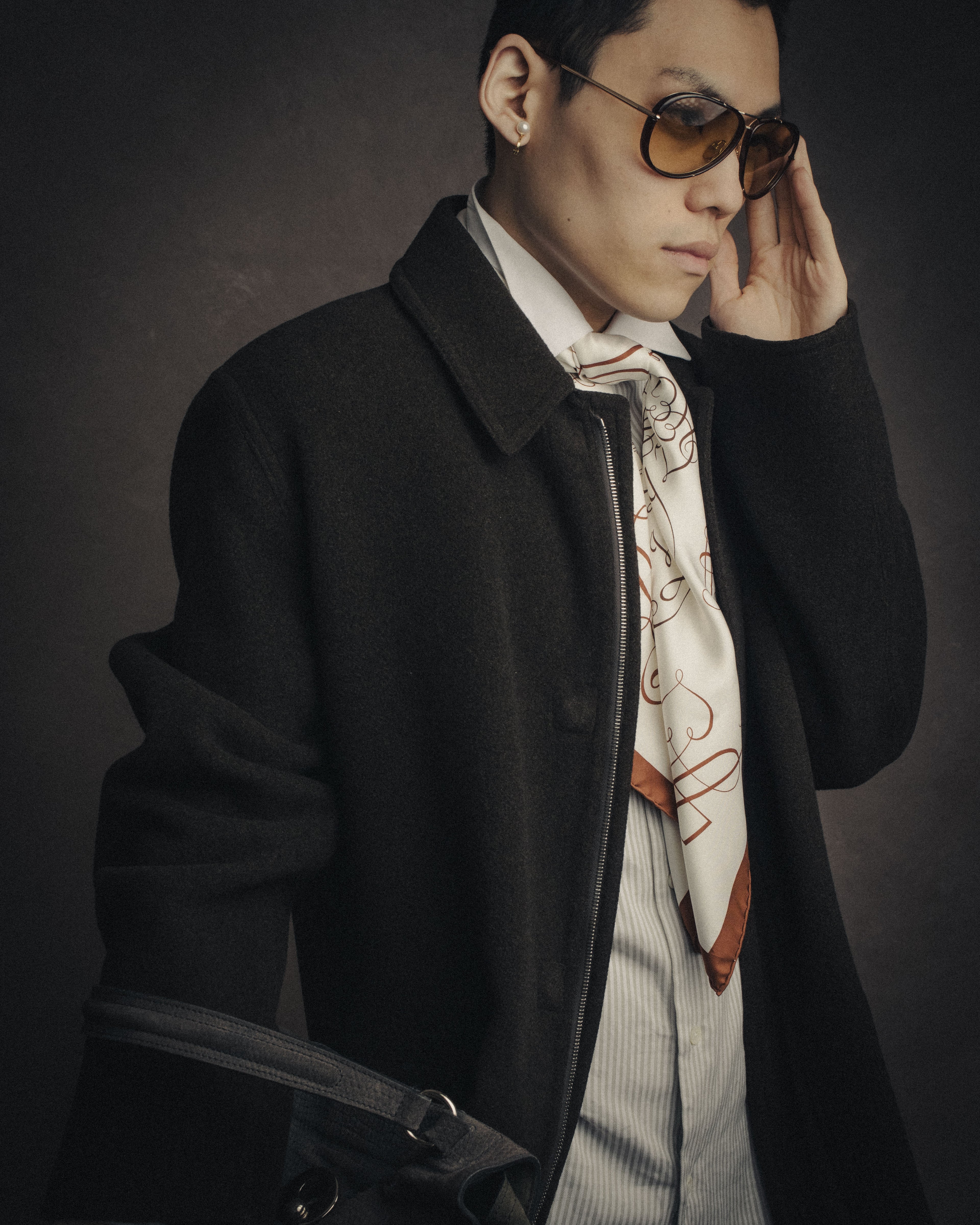 –SPECIAL– “HERMES” 90’s-00’s Concealed placket wool zip coat