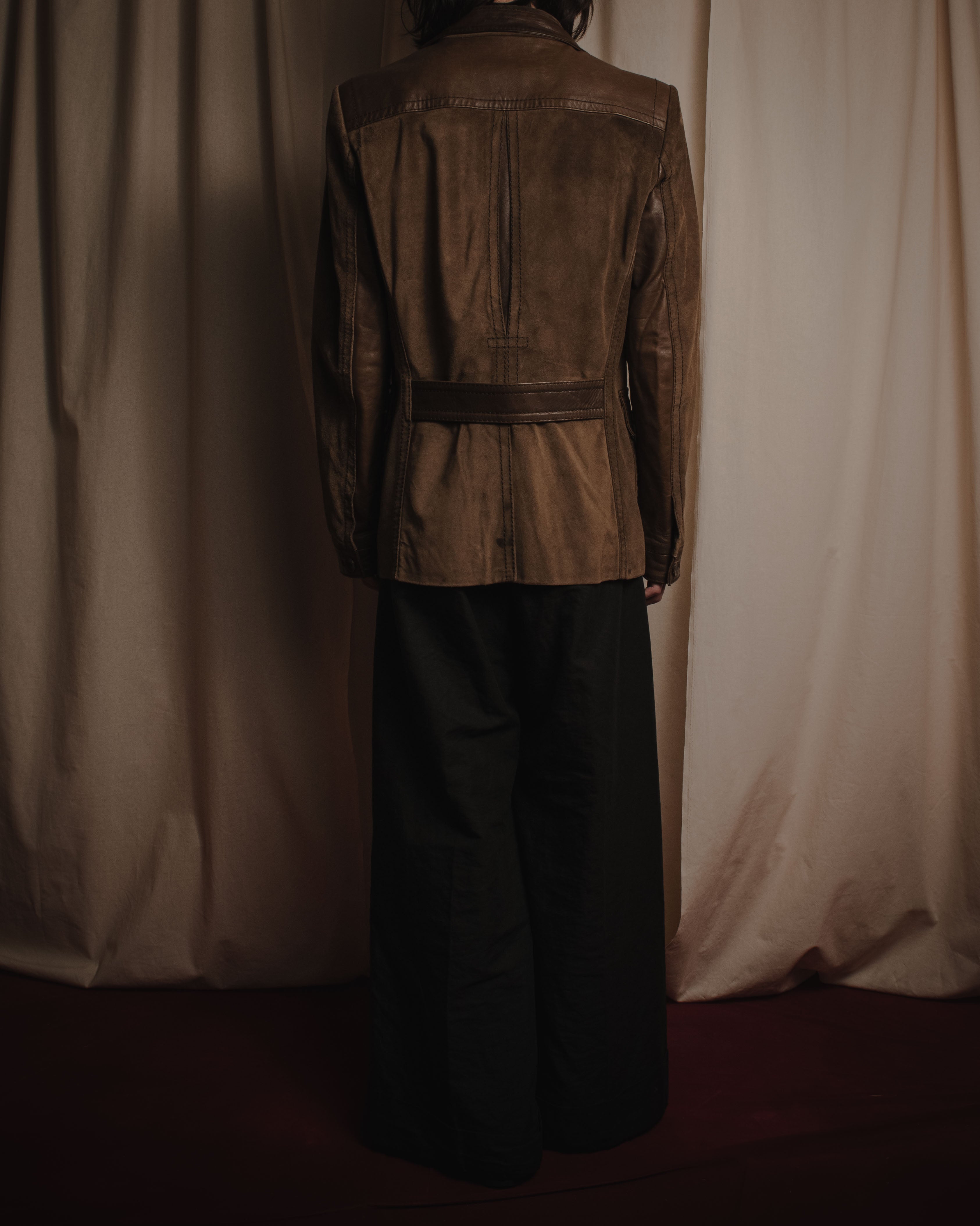 "GUCCI"Mid 2000s suede & smooth leather combination tailored jacket