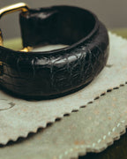 -SPECIAL- "GUCCI" 70's-80's Iconic horsebit crocodile leather cuff bangle