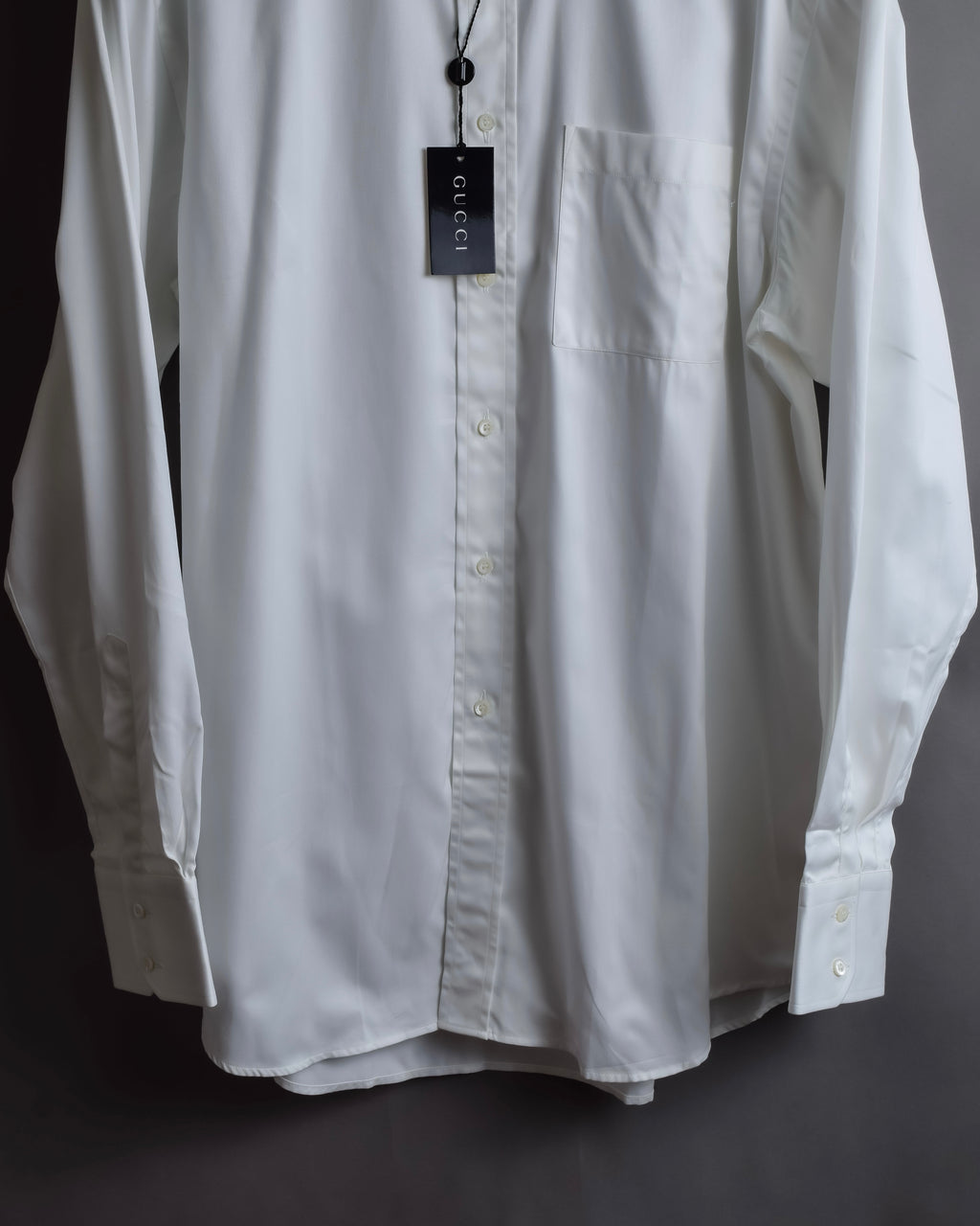 "GUCCI" Minimal collar detail white cotton shirt