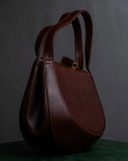 "Salvatore Ferragamo" Half-moon shaped Bordeaux color leather shoulder bag