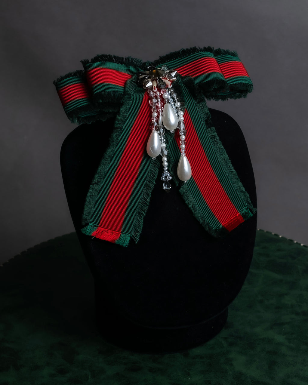 "GUCCI" Beaded design grosgrain ribbon