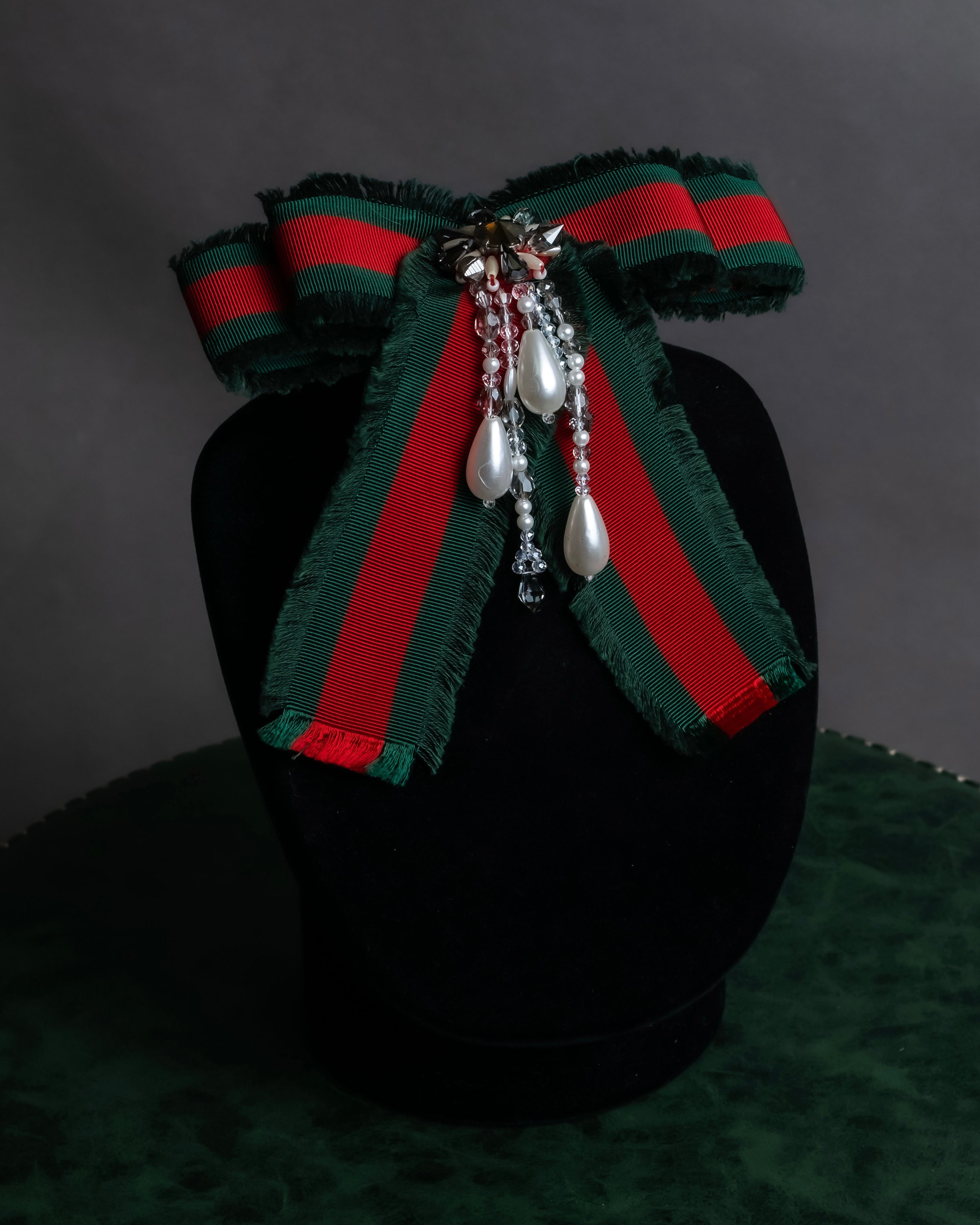 "GUCCI" Beaded design grosgrain ribbon