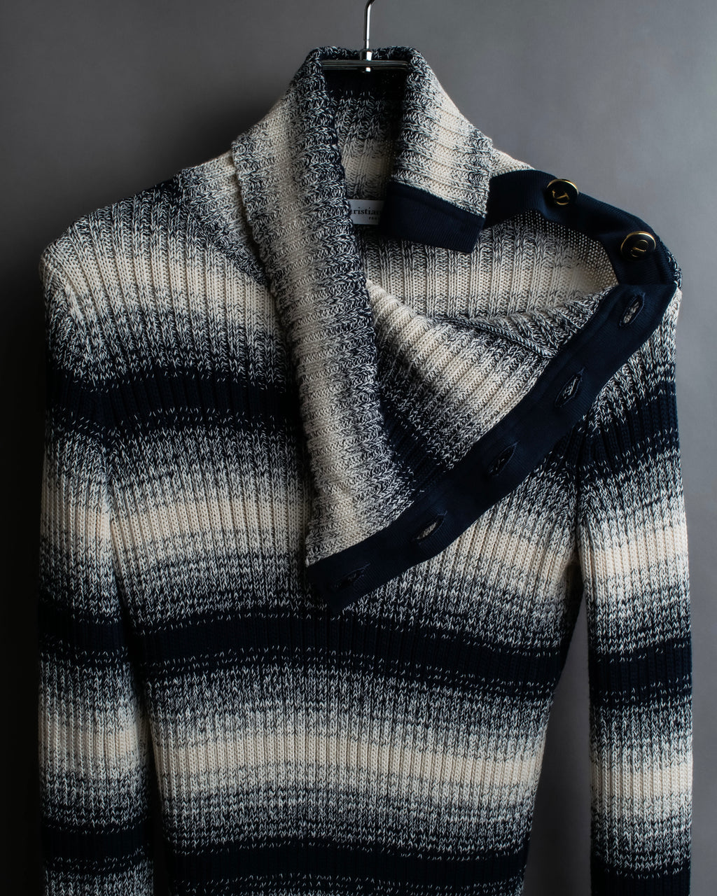 "Christian Dior" Gradient striped irregular neck knit