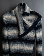 "Christian Dior" Gradient striped irregular neck knit
