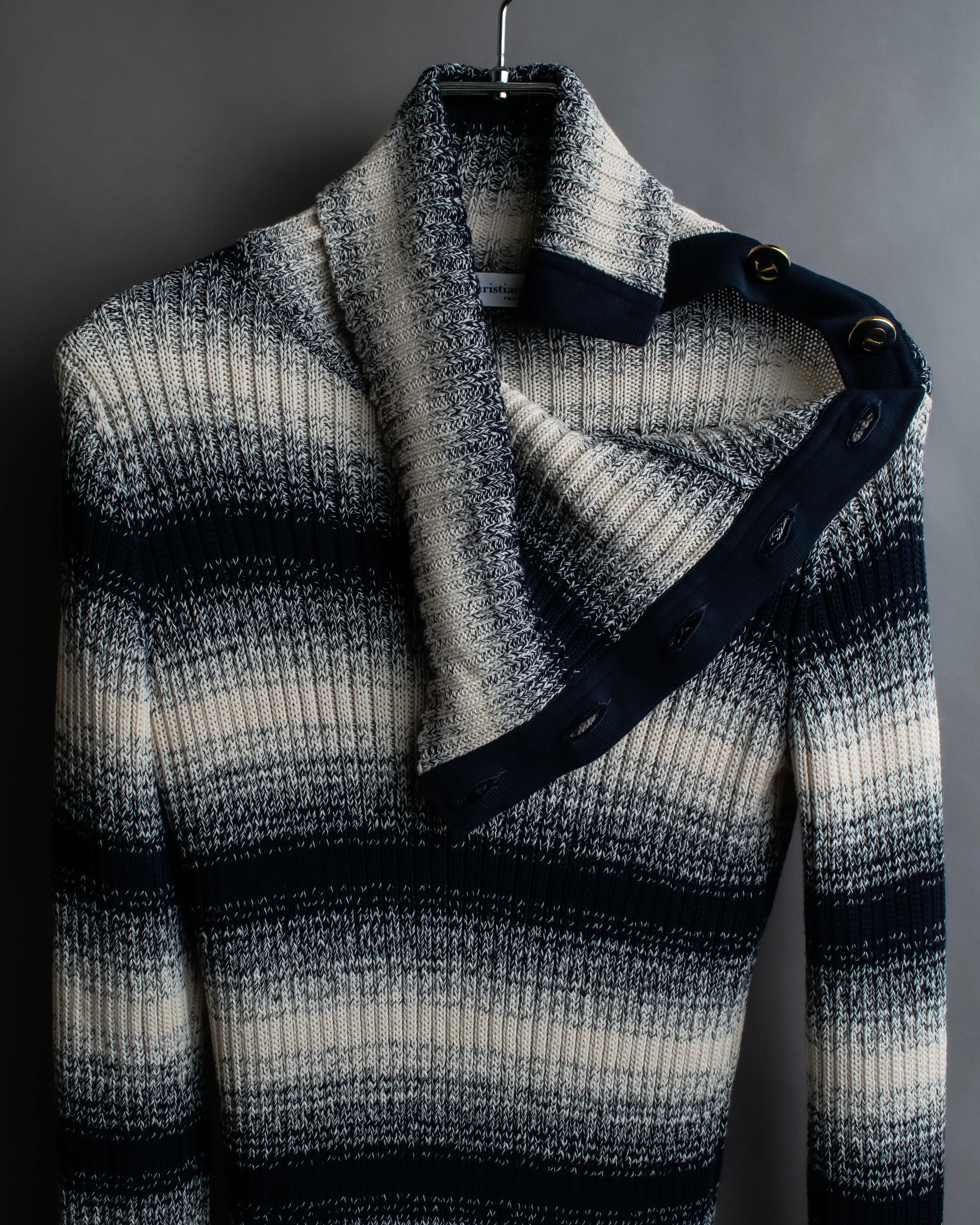 "Christian Dior" Gradient striped irregular neck knit