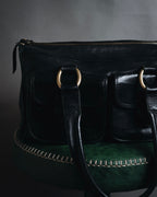 "CELINE" Leather double-pocket ring-hardware shoulder bag
