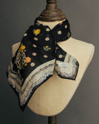“Christian Dior” 90’s-00’s Romantic dot floral handkerchief scarf