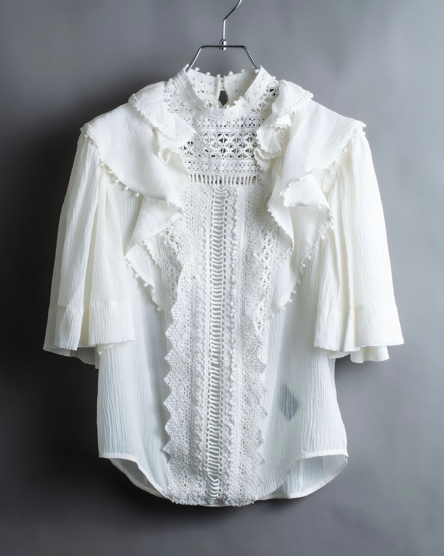 "ISABEL MARANT" Lace knit frill docking sheer blouse