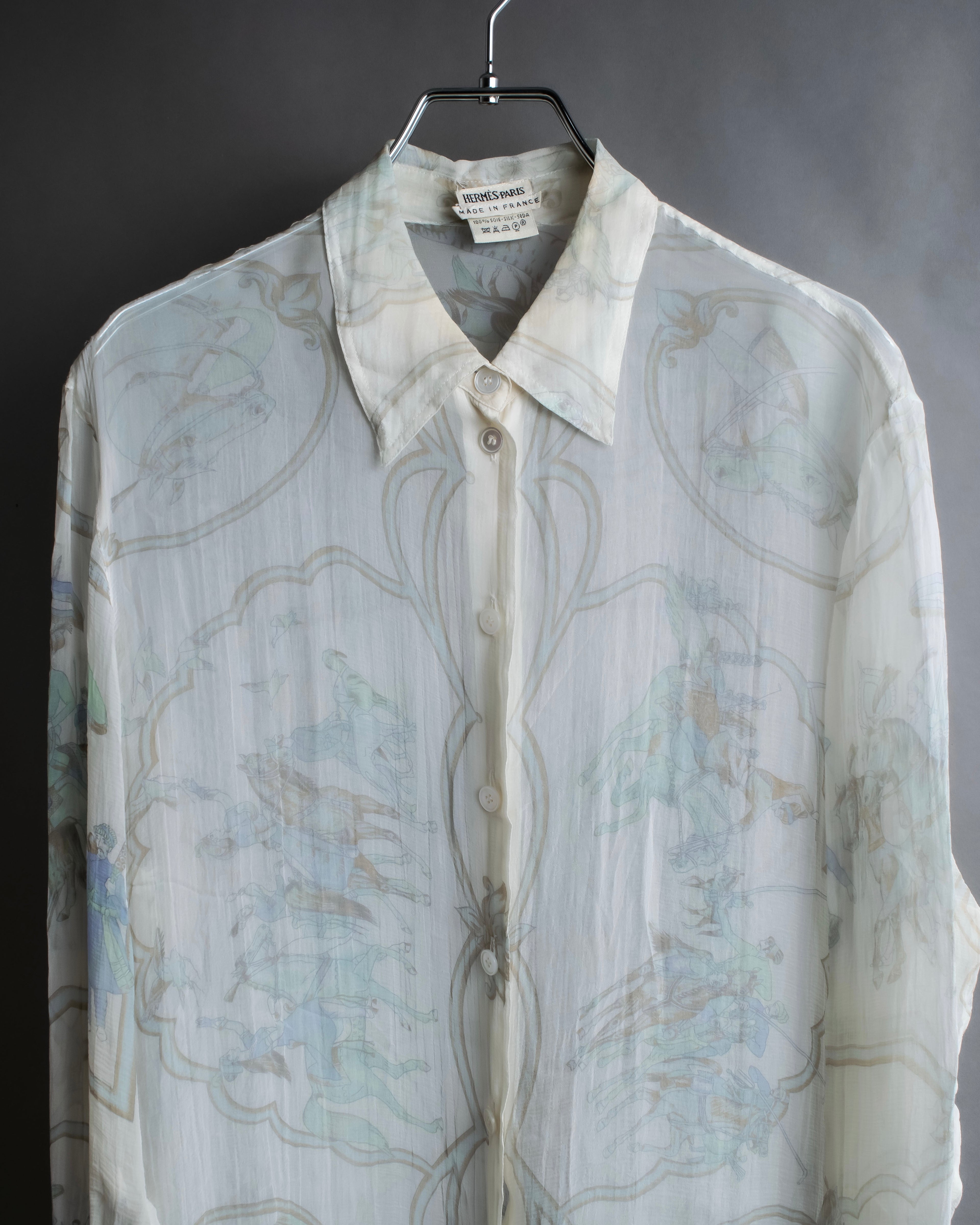 "HERMES" Margiela period abstract pattern shirt