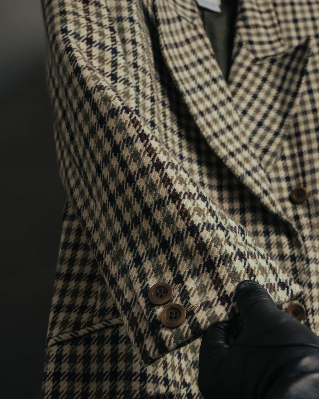 "GUCCI" 80's-early 90's Checked wool cashmere double-breasted jacket