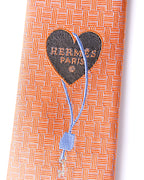 HERMES/ Heart Lock Motif H Patterned Silk Tie Orange