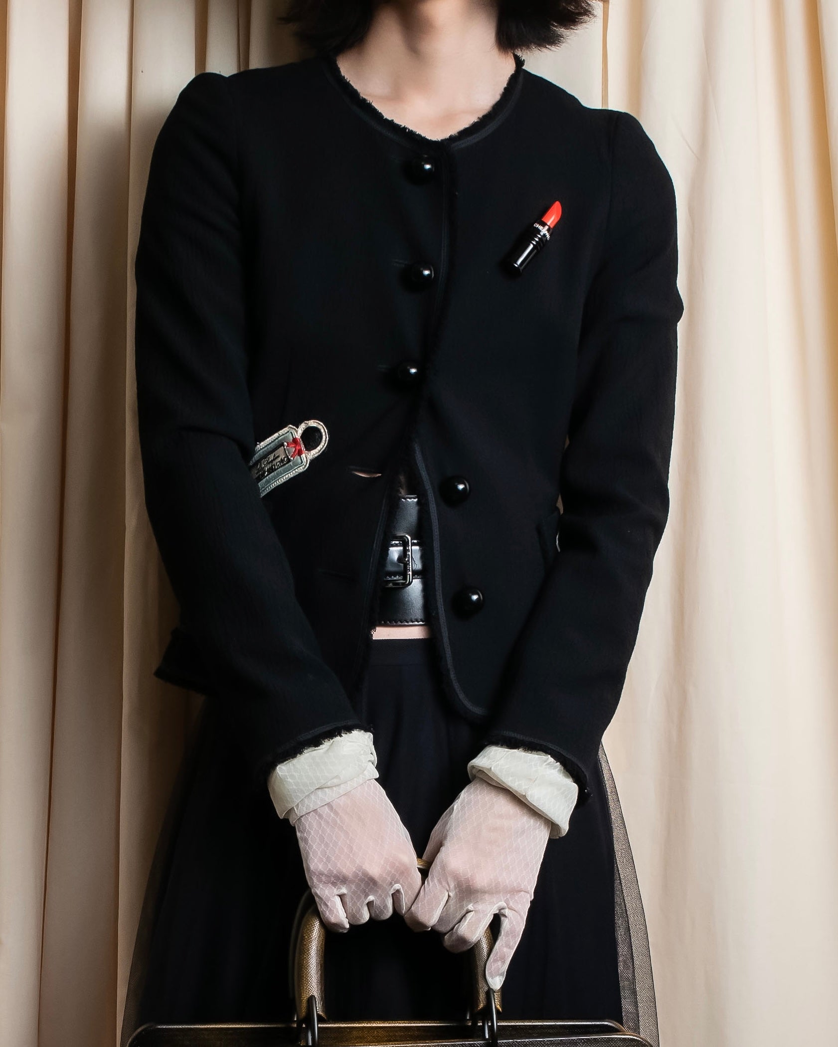 "MOSCHINO" Object sewn design tweed jacket