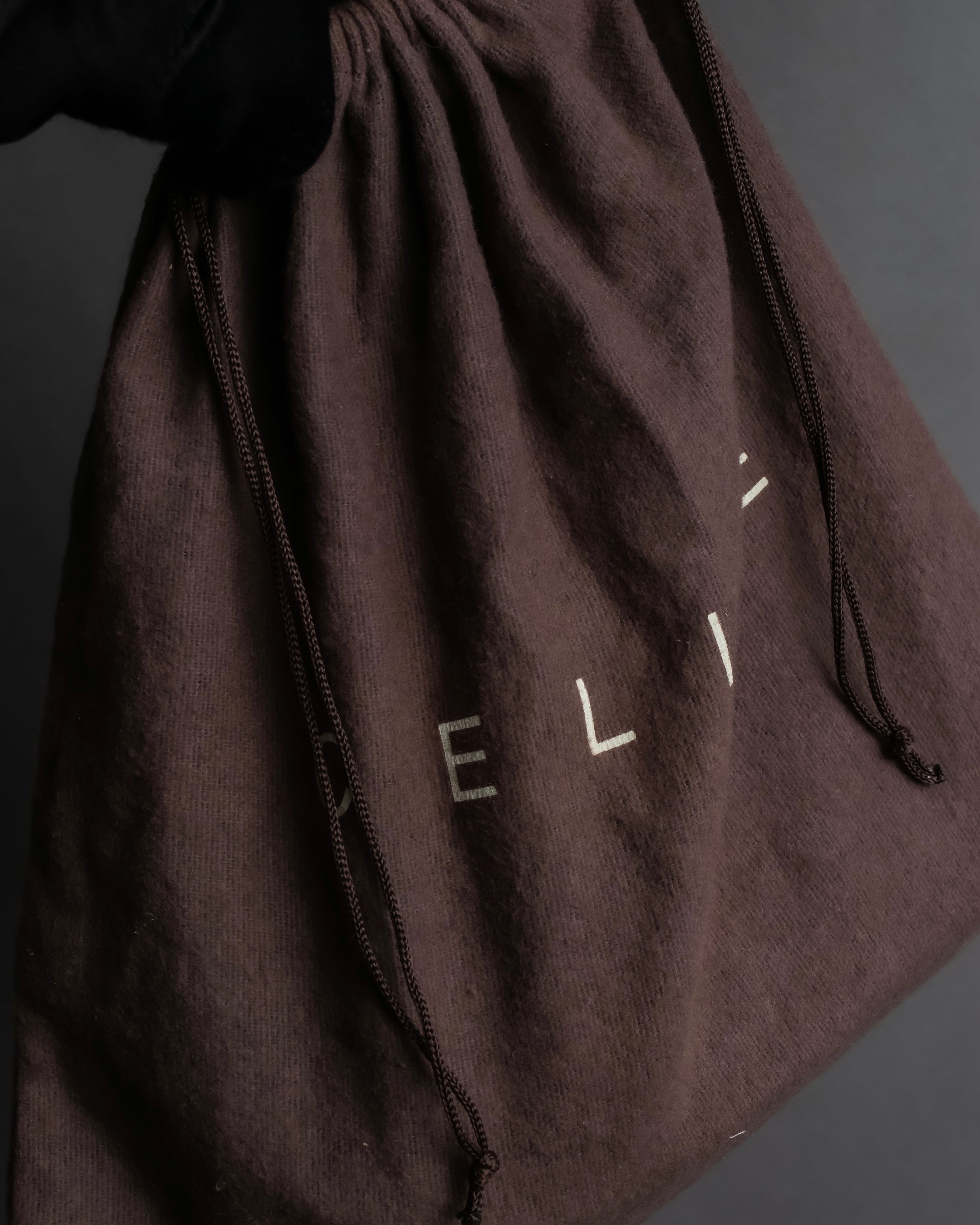 "CELINE" Oval link chain design leather combination belt