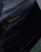 "YVES SAINT LAURENT" Hand stitched design trapezoid leather bag