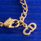 "Christian Dior" Heart motif zirconia gold pendant