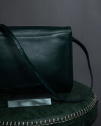 "Valentino Garavani" 80's Knot detail logo engraved dark green leather bag
