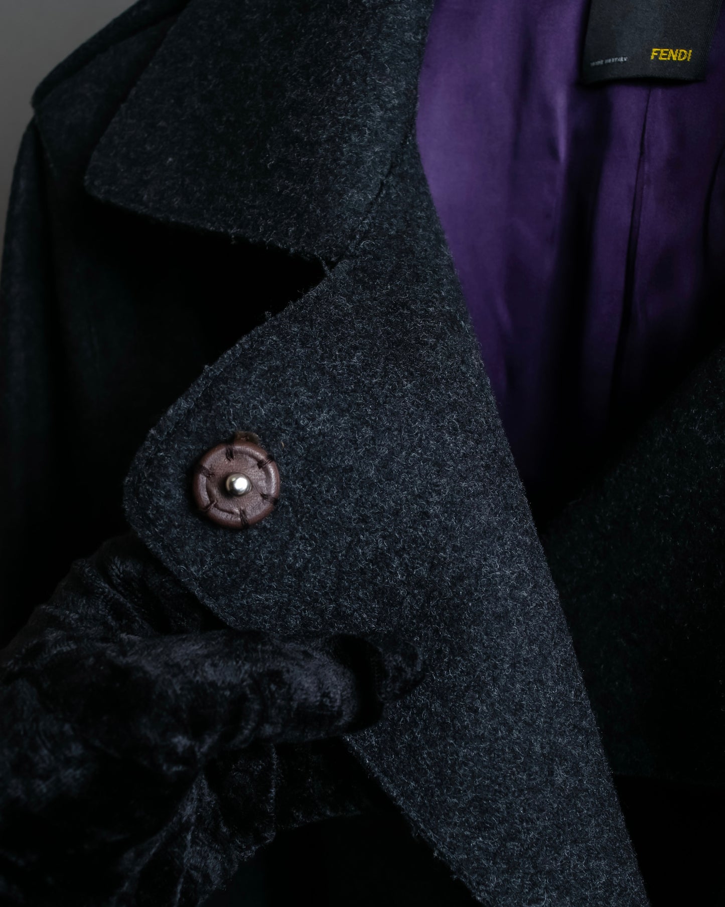 "FENDI" Snap button detail belted trench coat