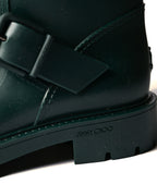JIMMY CHOO/ Belts Detailed Rubber Rain Boots Dark Green
