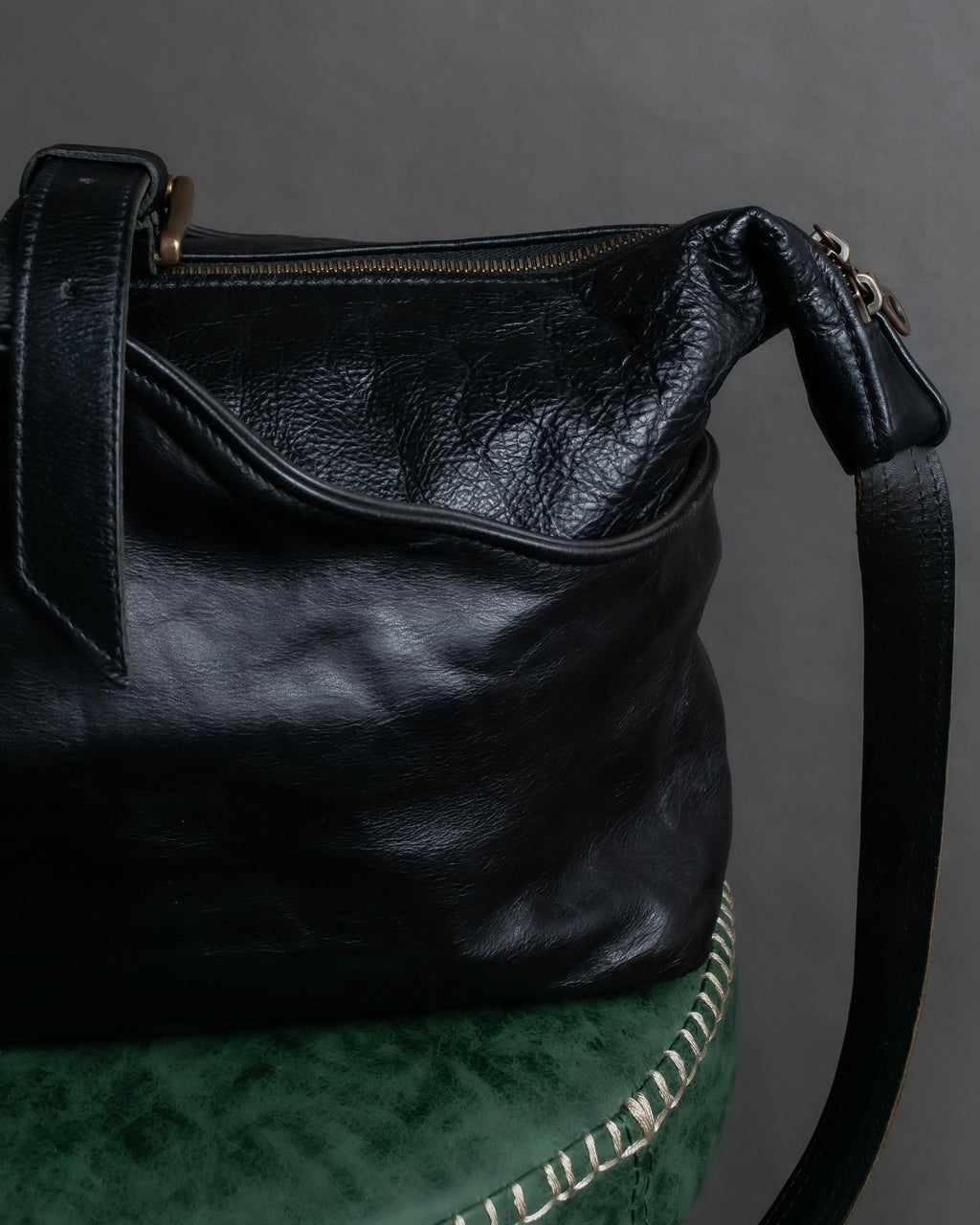 "Jas-M.B." Belt flap design leather shoulder bag