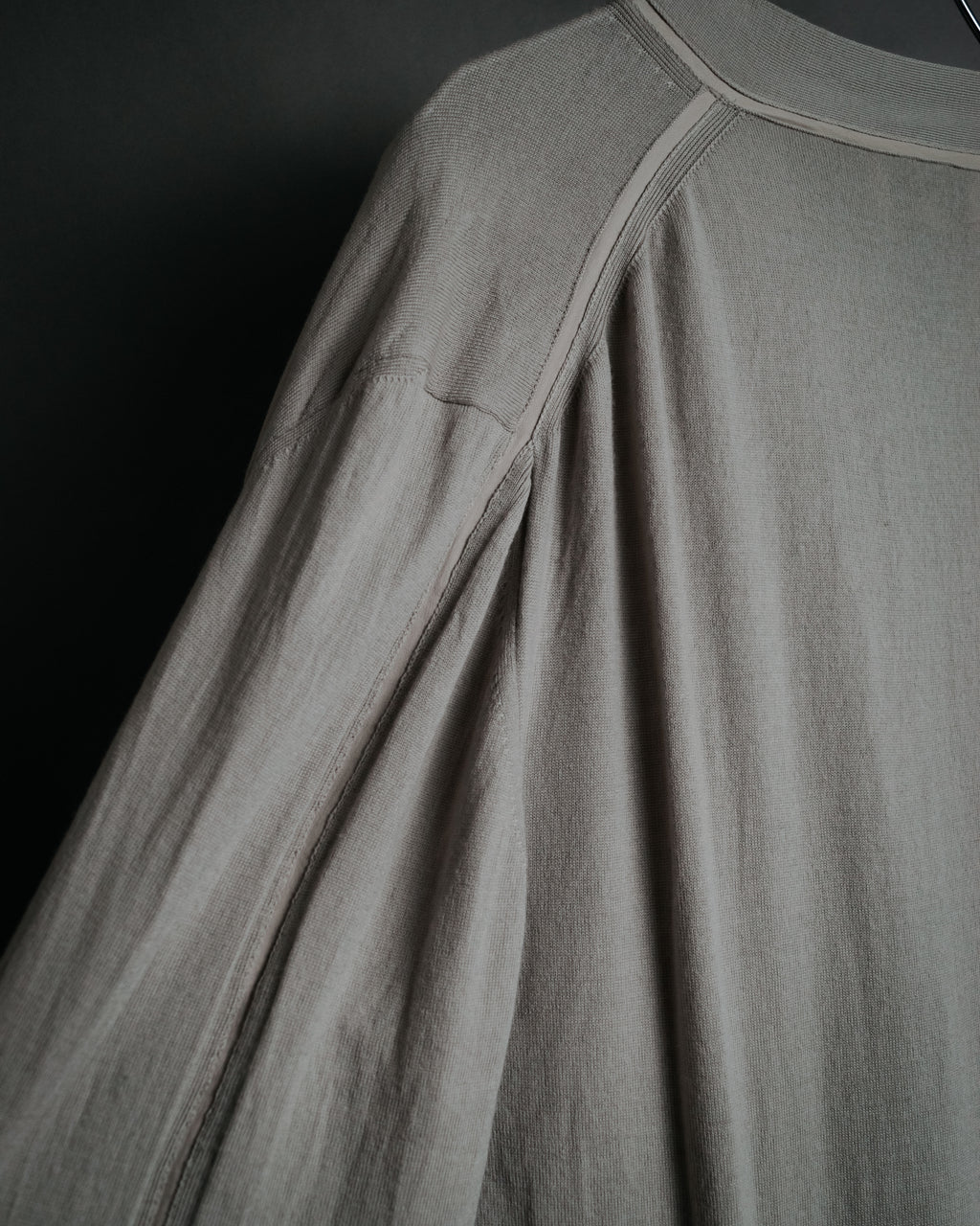 “HERMES” 2000’s Lambskin trimmed high gauge wool cardigan