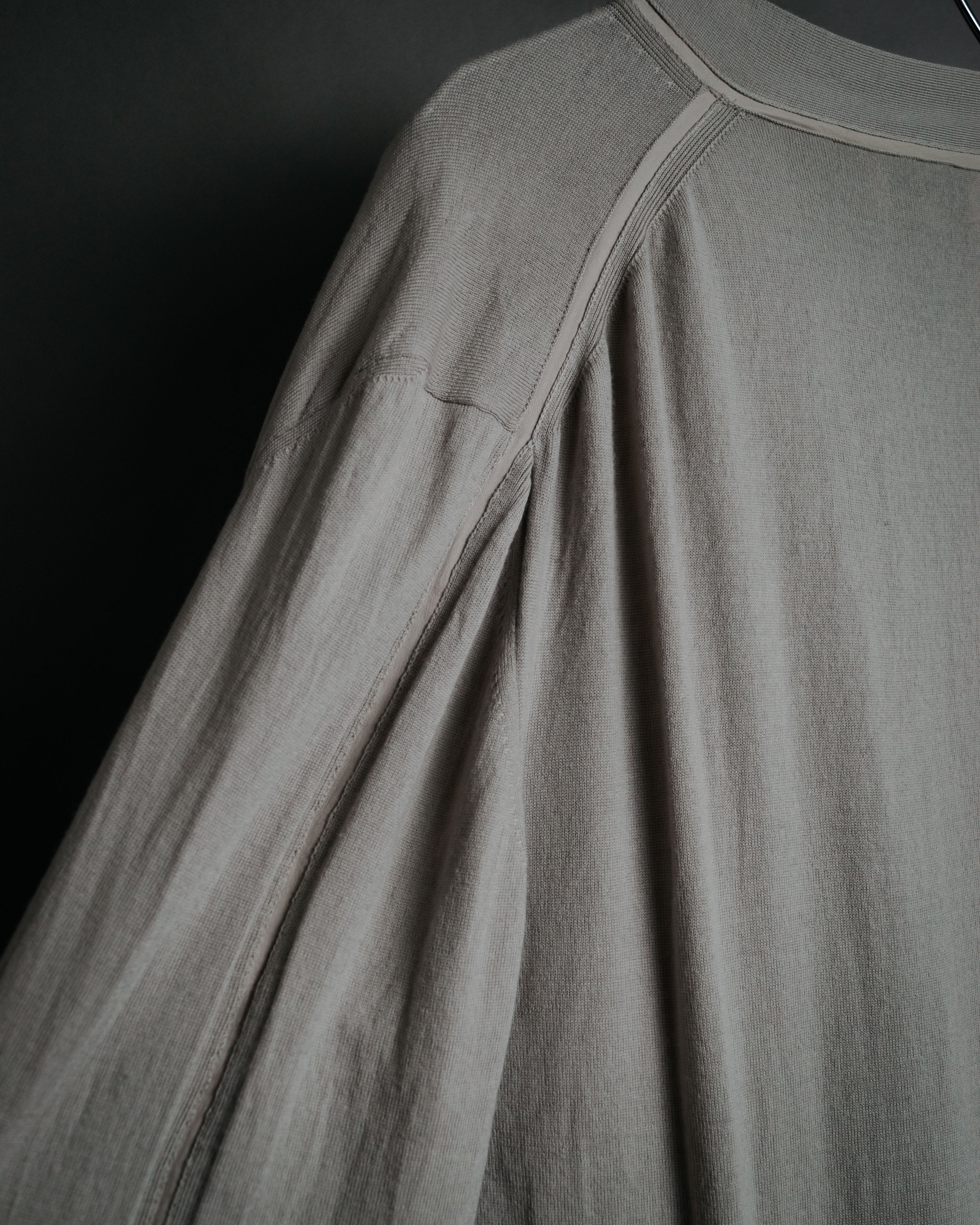 “HERMES” 2000’s Lambskin trimmed high gauge wool cardigan