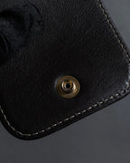 "LOEWE" 80's-90's Logo engraved suede leather combination business bag