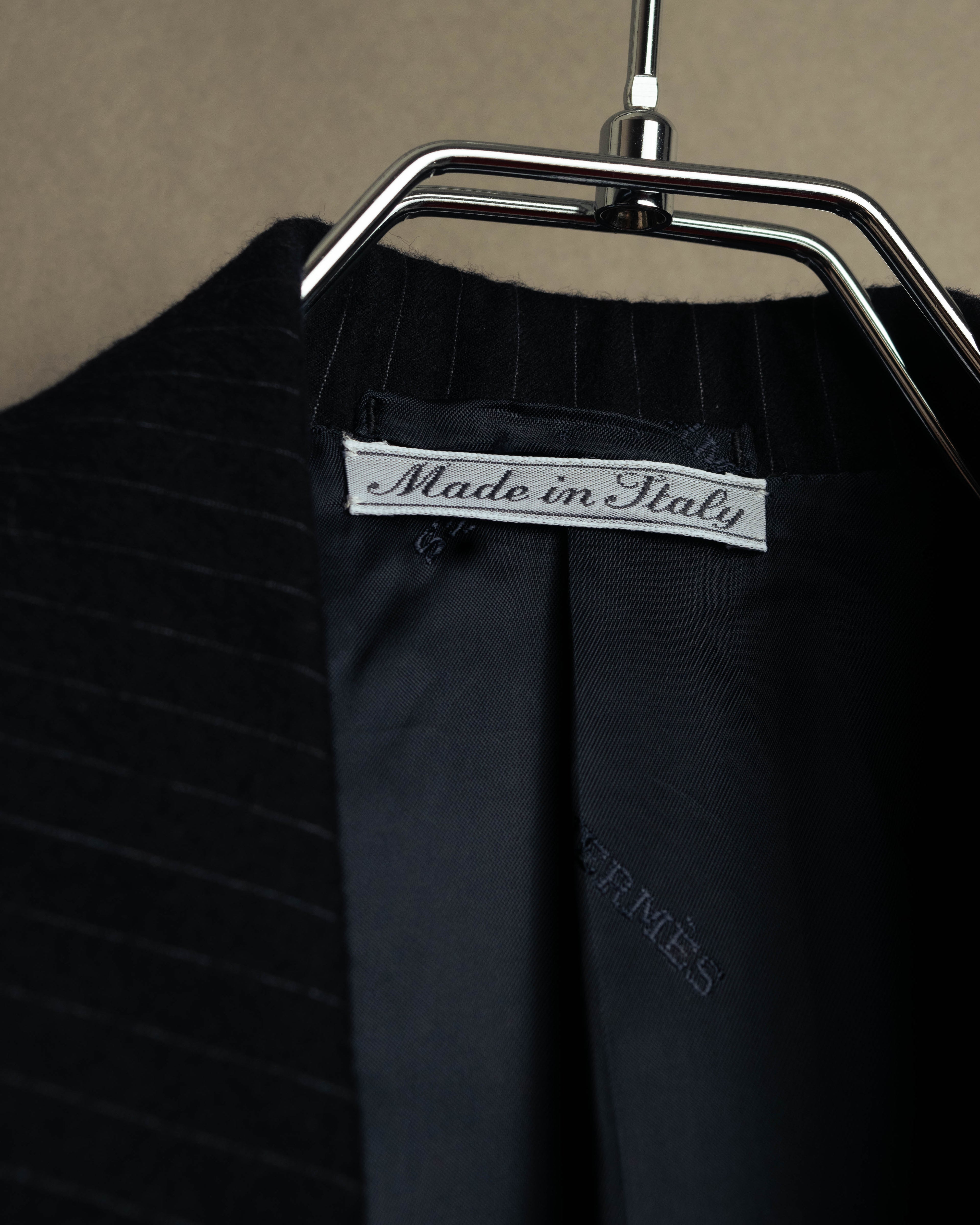 -SPECIAL- “Hermès” 80’s-90’s Super 120’s wool pinstripe double breasted setup