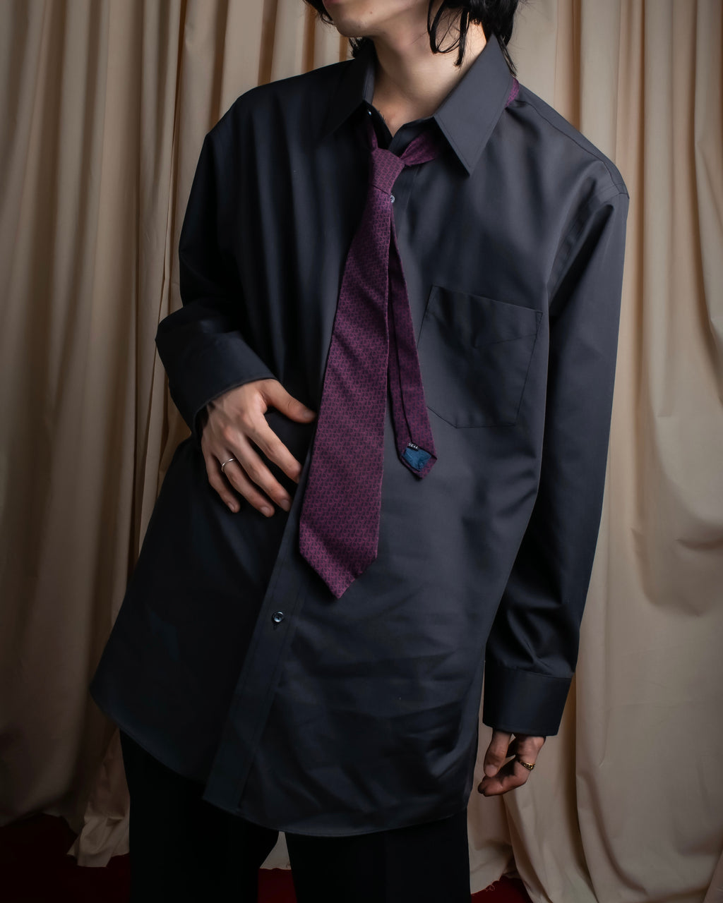 "STAFFORD" Beautiful glossy regular collar shirt
