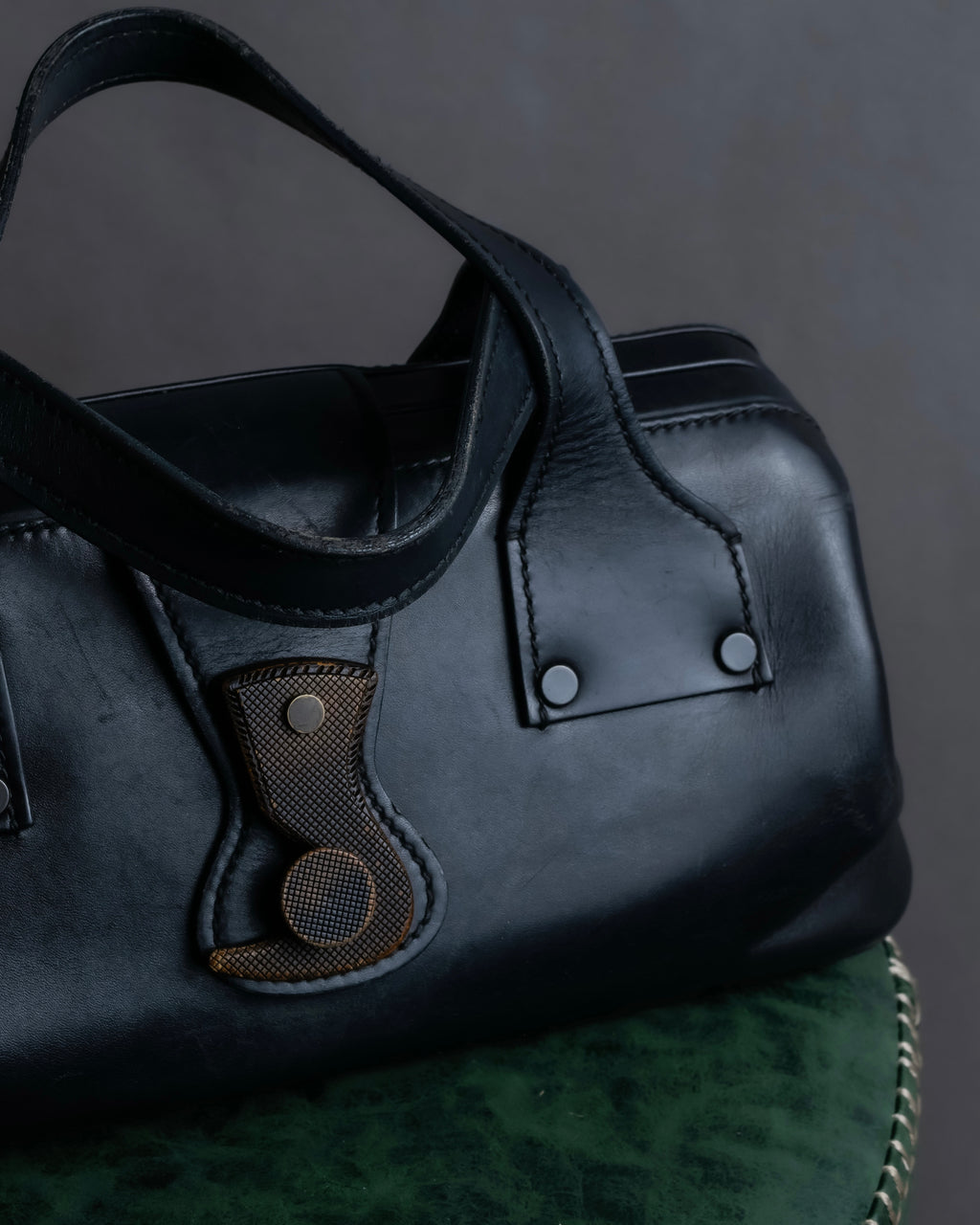 "GUCCI" Vintage gold metal fittings mini doctor bag