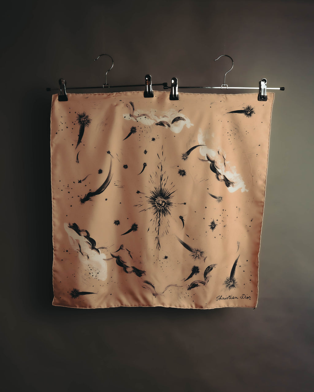 –SPECIAL– "Christian Dior" Celestial print silk square scarf