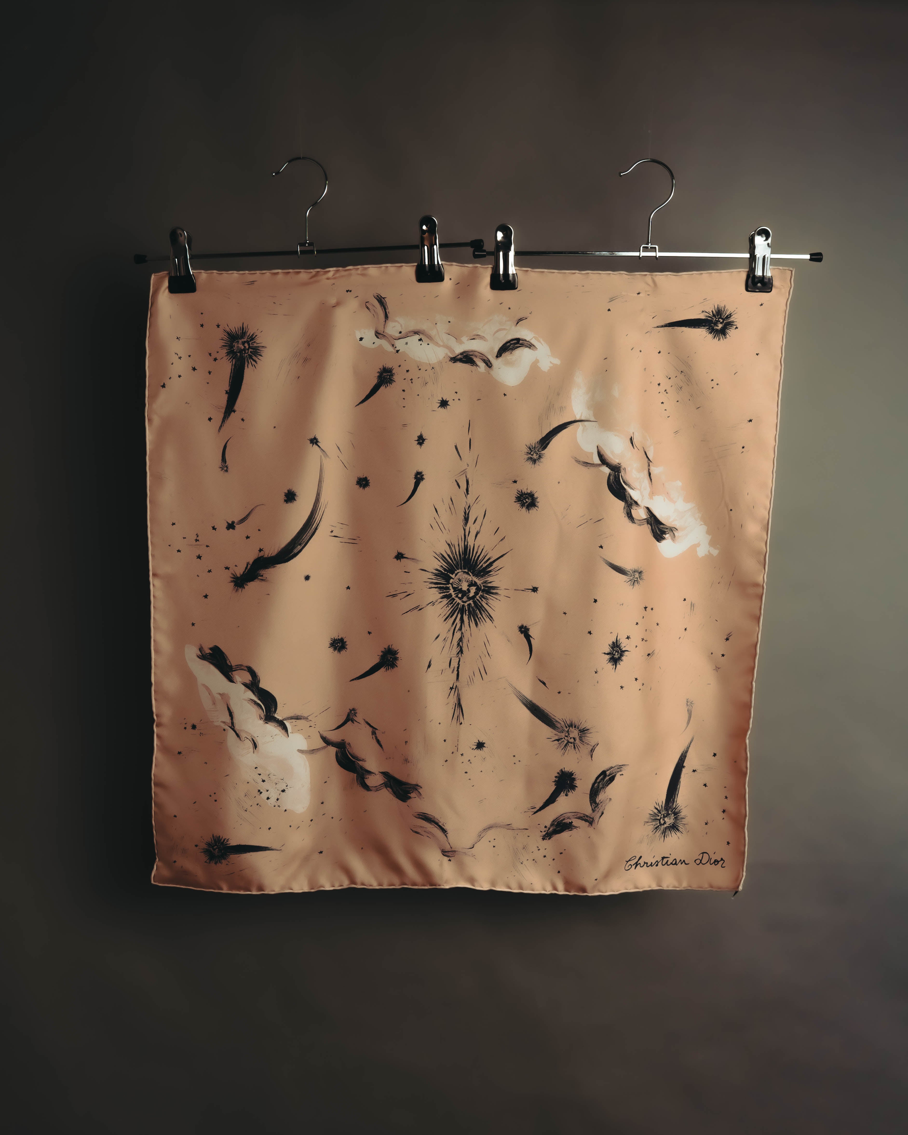–SPECIAL– "Christian Dior" Celestial print silk square scarf