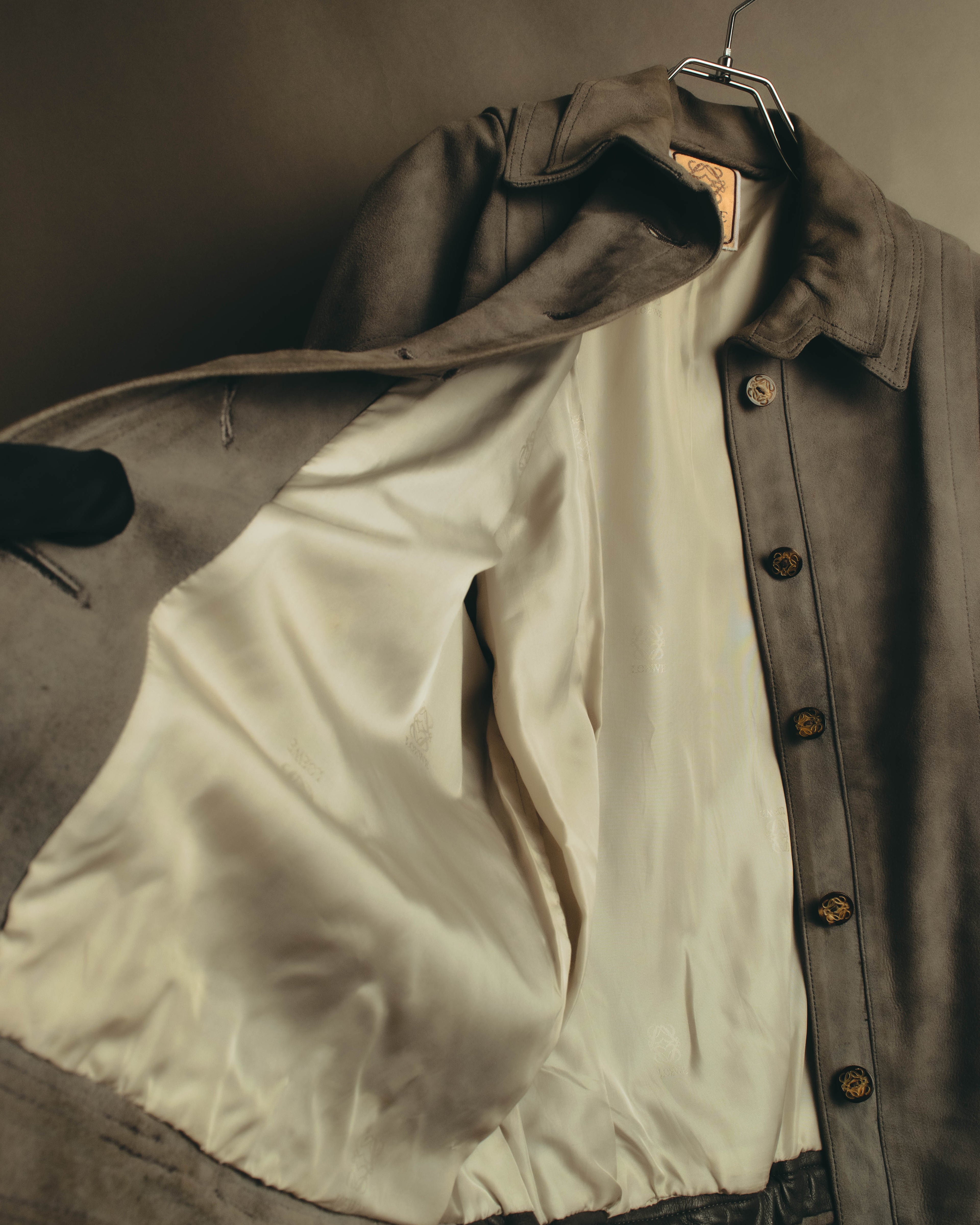 -SPECIAL- “LOEWE” 80’s-early 90’s Taupe suede leather blouson jacket
