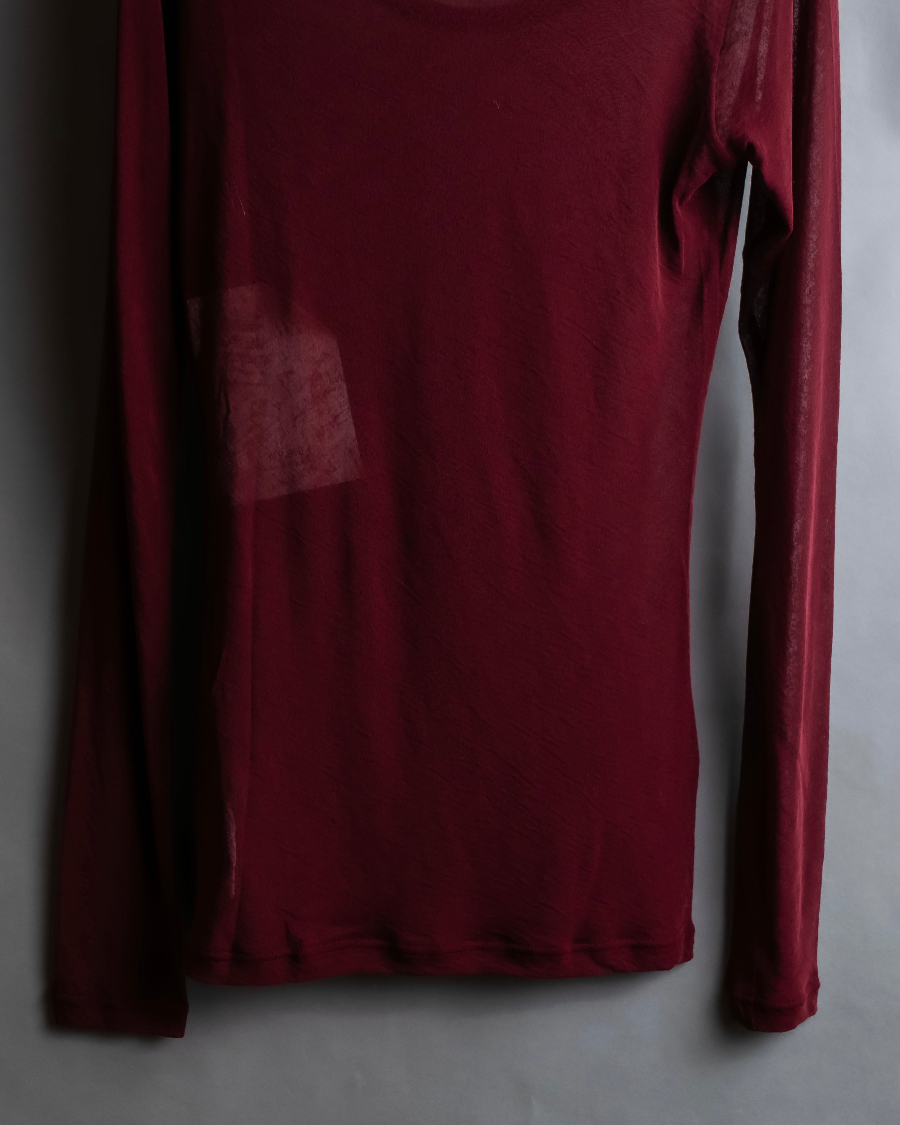 "YOHJI YAMAMOTO FEMME" 13SS Burgundy color sheer pullover