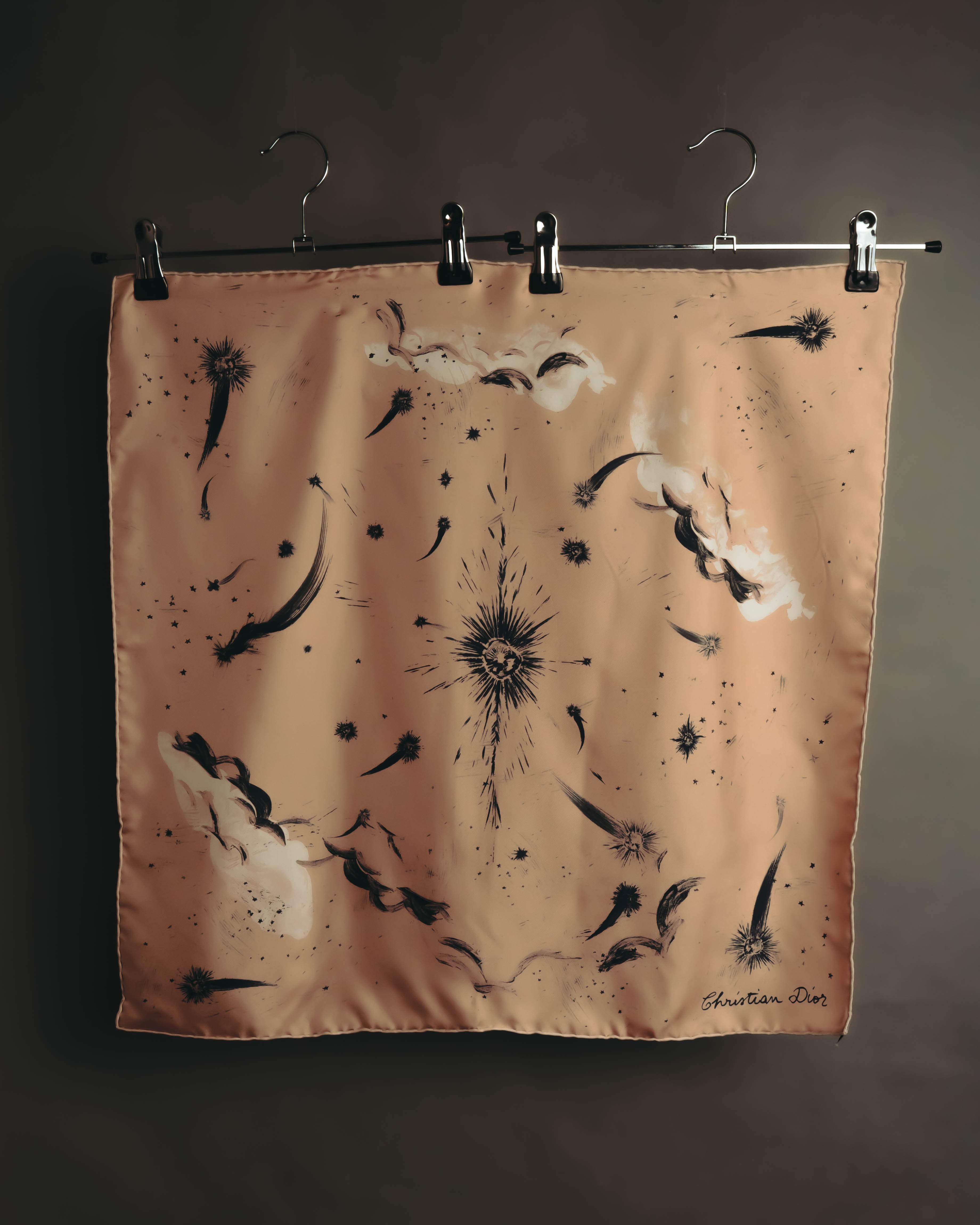 –SPECIAL– "Christian Dior" Celestial print silk square scarf