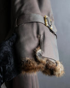 "HIROKI" Real fur lined maxi length belted coat