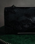 –SPECIAL– "VALENTINO GARAVANI" 2010’s Noir rockstud exotic patchwork chain bag